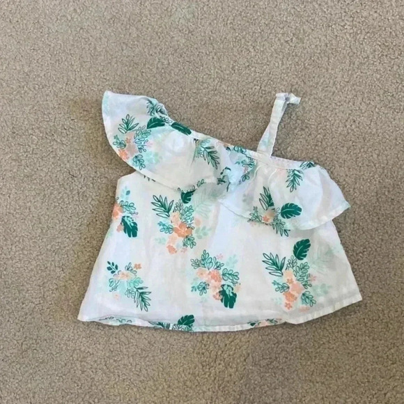⭐️ Janie and jack one shoulder white and floral shirt - Picture 1 of 3